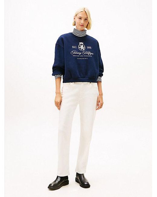 Tommy Hilfiger Relaxed Fit Sweatshirt Met Geborduurd Embleem in het Blue