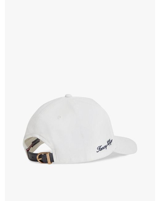 Tommy Hilfiger White Heritage Logo Patch Embroidery Baseball Cap for men