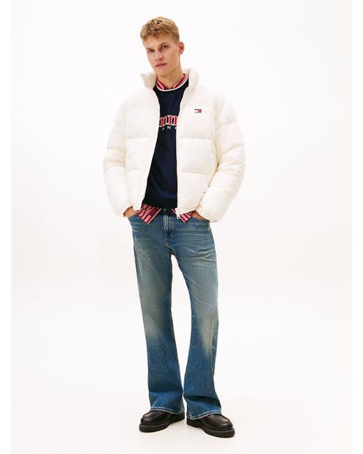 Tommy Hilfiger White Back Logo Relaxed Hooded Puffer Jacket for men