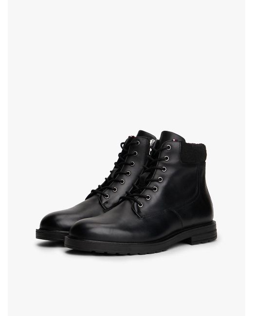 Bottes En Cuir À Semelle Crantée Tommy Hilfiger pour homme en coloris Black
