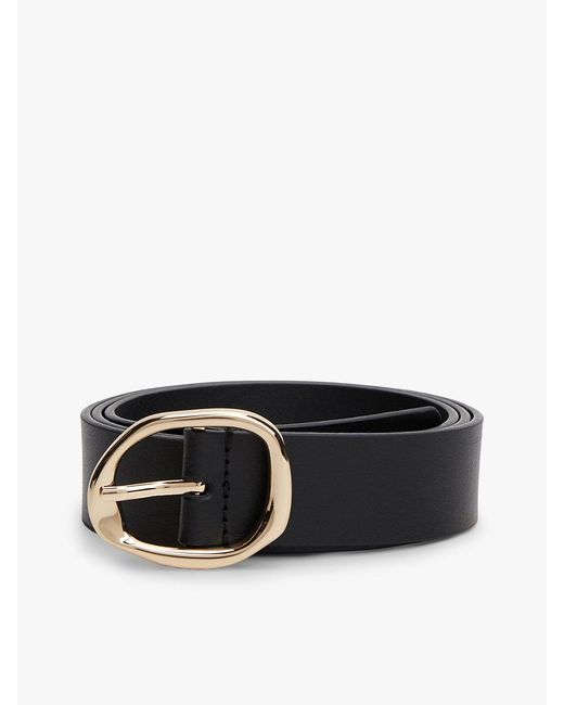 Tommy Hilfiger Black Sculpted Buckle Leather Belt