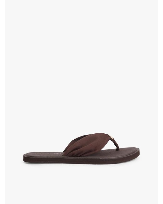 Tommy Hilfiger Brown Th Monogram Plaque Flip-Flops