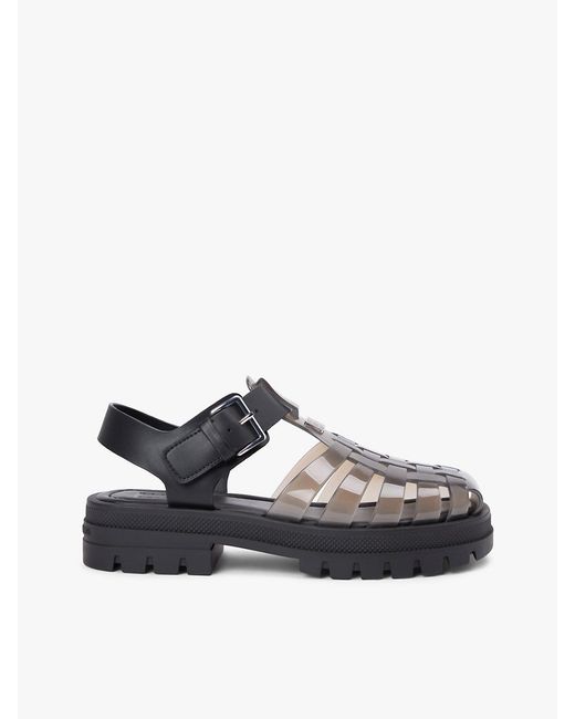 Tommy Hilfiger Black Jelly Chunky Cleat Fisherman Sandals