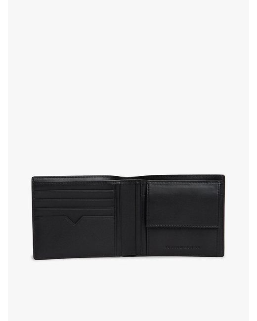 Tommy Hilfiger Black Leather Bifold Card And Coin Wallet for men