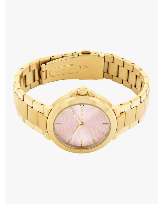 Tommy Hilfiger Metallic Blush Dial Gold-plated Chain-link Watch