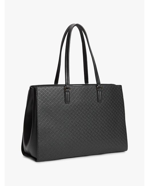 Tommy Hilfiger Black Embossed Th Monogram Tote Bag
