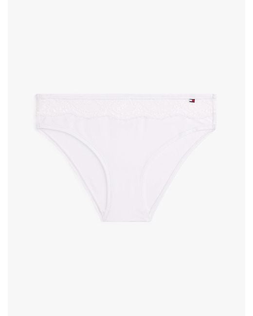 Culotte Brésilienne En Microfibre À Dentelle Tommy Hilfiger en coloris White