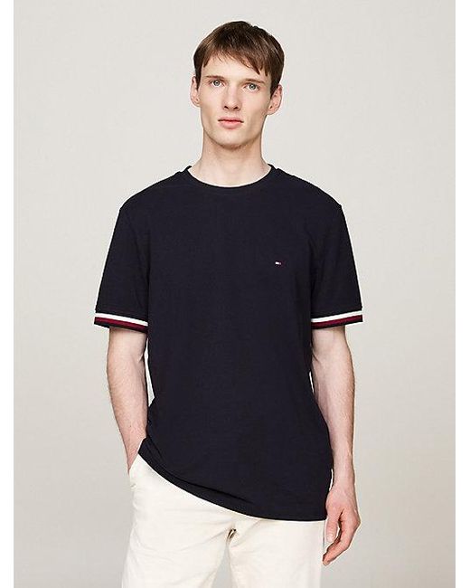 Camiseta Global Stripe De Piqué Tommy Hilfiger de hombre de color Blue