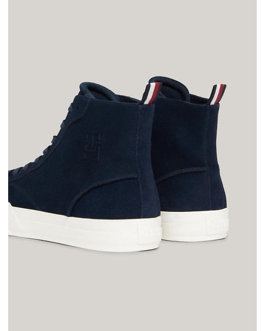 Tommy Hilfiger Blue Premium Suede High-top Lace-up Trainers for men