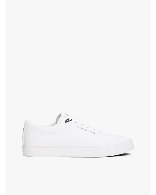 Tommy Hilfiger White Logo Lace-up Trainers With Leather for men