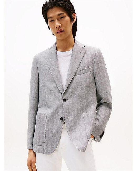 Tommy Hilfiger Extra Slim Fit Blazer Met Visgraatmotief in het Gray voor heren