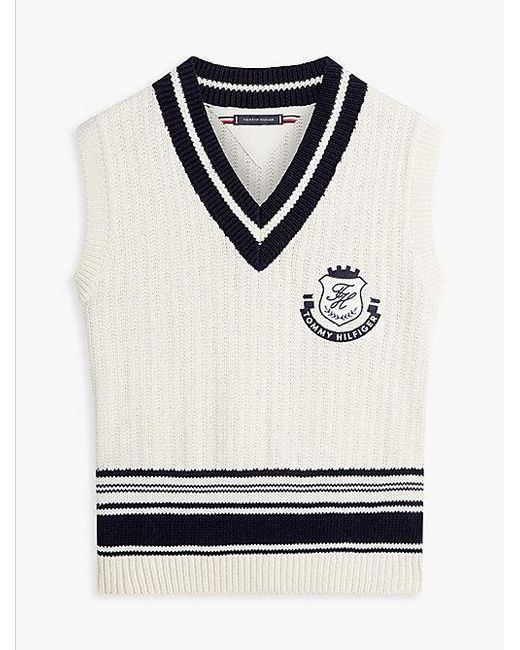 Tommy Hilfiger Relaxed Fit Spencer Met V-Hals En Appliqué in het White voor heren