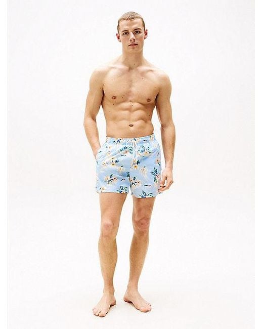 Tommy Hilfiger Medium Lange Zwemshort Met Print in het Blue voor heren