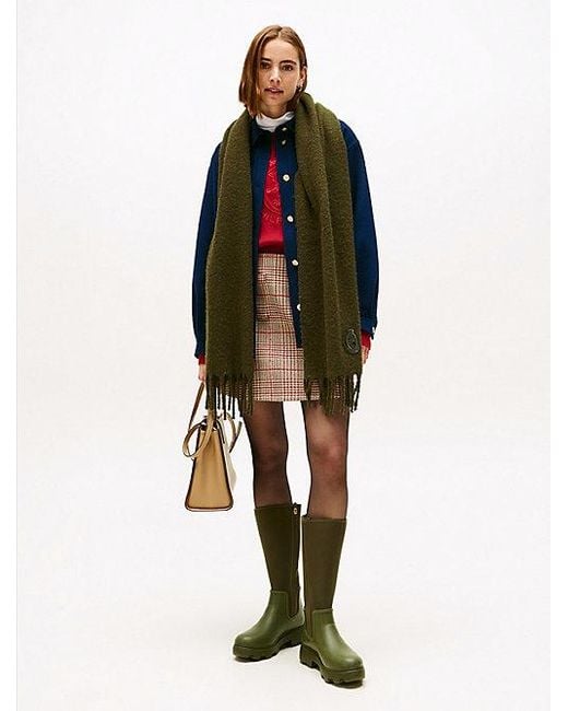 Bufanda En Mezcla De Lana Con Escudo Th Tommy Hilfiger de color Green