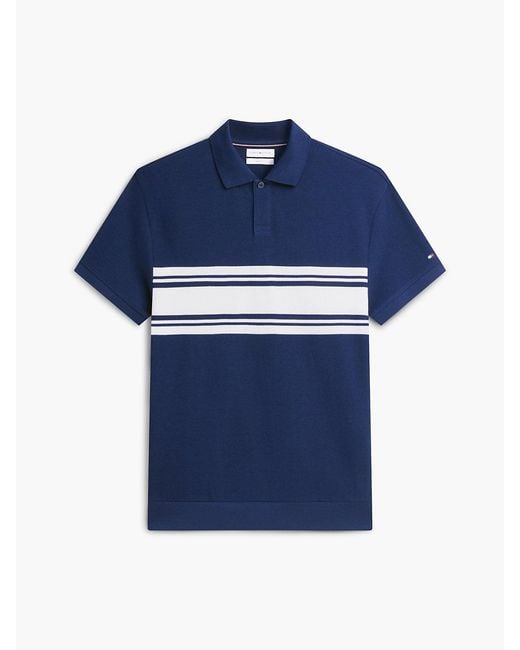 Tommy Hilfiger Blue Classic Fit Stripe Pique Polo Shirt for men