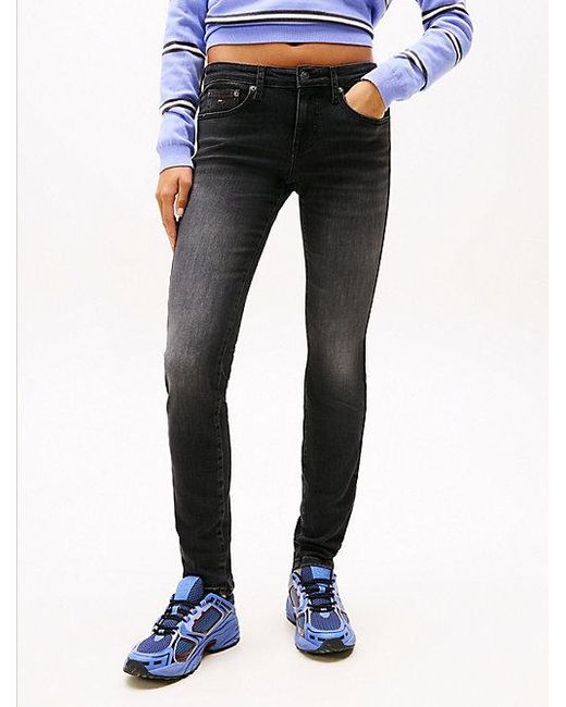 Vaqueros De Corte Skinny Y Talle Bajo Tommy Hilfiger de color Black