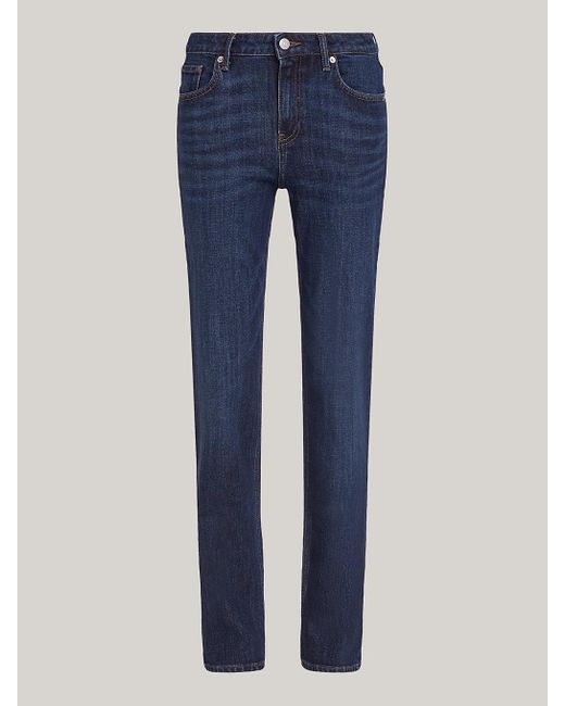 Tommy Hilfiger Blue Mid Rise Straight Leg Whiskered Jeans