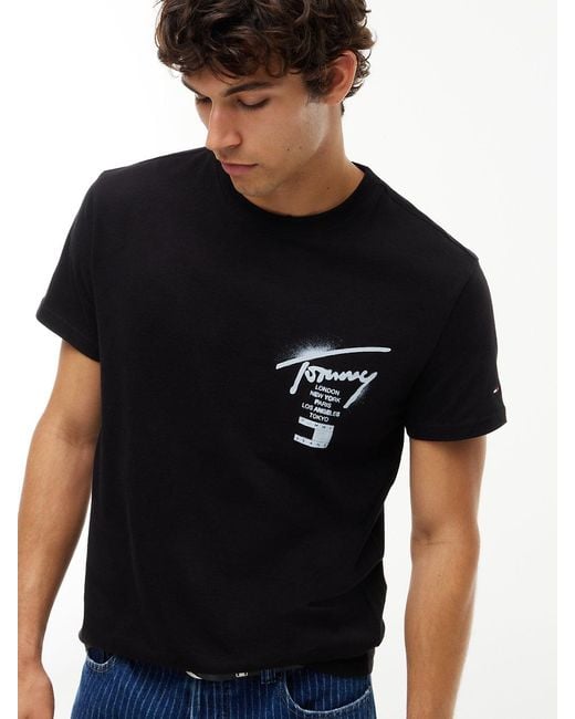 Tommy Hilfiger Black Signature Back Logo Jersey T-Shirt for men