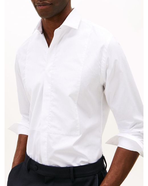 Tommy Hilfiger White Smart Casual Regular Fit Tuxedo Shirt for men