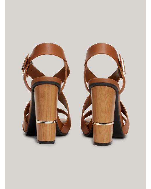Tommy Hilfiger Brown Th Monogram Metallic Leather Sandals