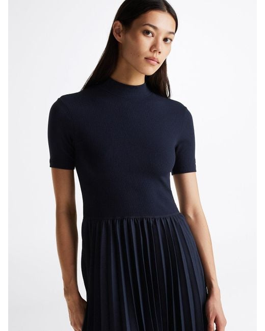 Robe Ajustée Et Évasée Longueur Midi Plissée Tommy Hilfiger en coloris Blue
