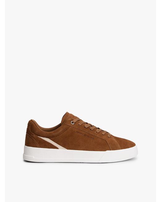 Tommy Hilfiger Brown Suede Court Trainers for men