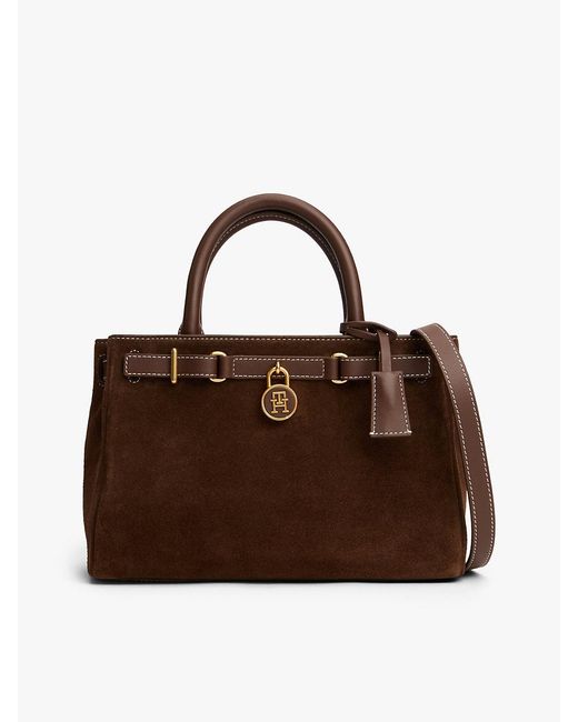 Tommy Hilfiger Brown The American Icon Suede Tote Bag