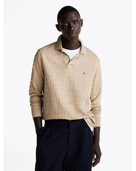 Tommy Hilfiger Regular Fit Polo Met Lange Mouwen in het Natural voor heren