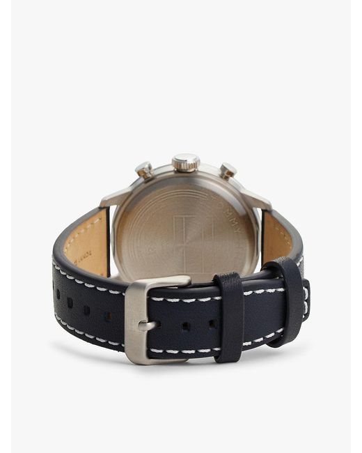 Tommy Hilfiger Gray Cream Dial Leather Strap Watch for men