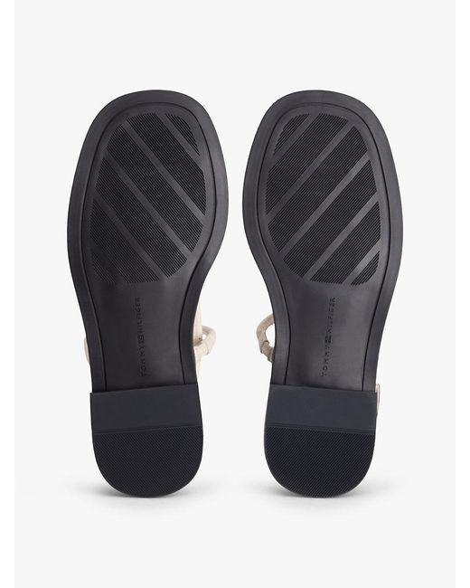Tommy Hilfiger White Leather Th Monogram Gold-tone Heel Sandals