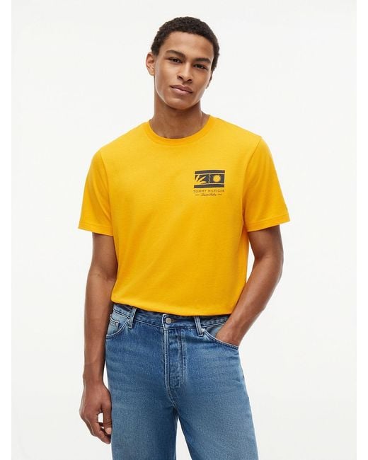 Tommy Hilfiger Orange Logo Graphic Jersey Crew Neck T-Shirt for men