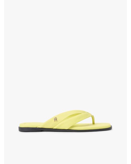 Tommy Hilfiger Yellow Leather Toe Post Flat Sandals