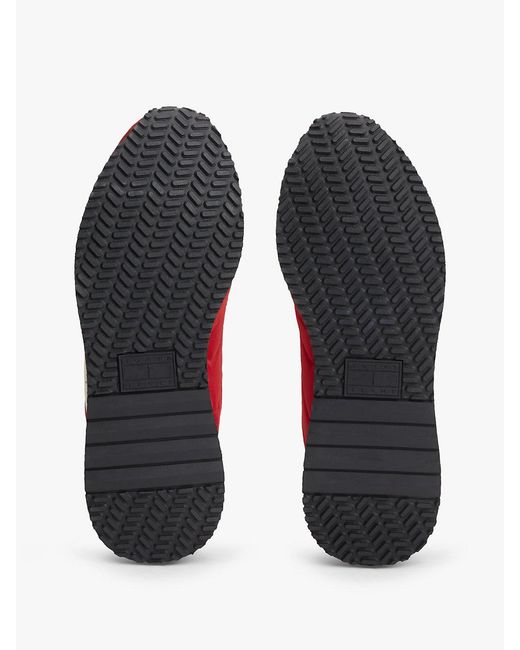 Tommy Hilfiger Red Suede Mixed Texture Trainers for men