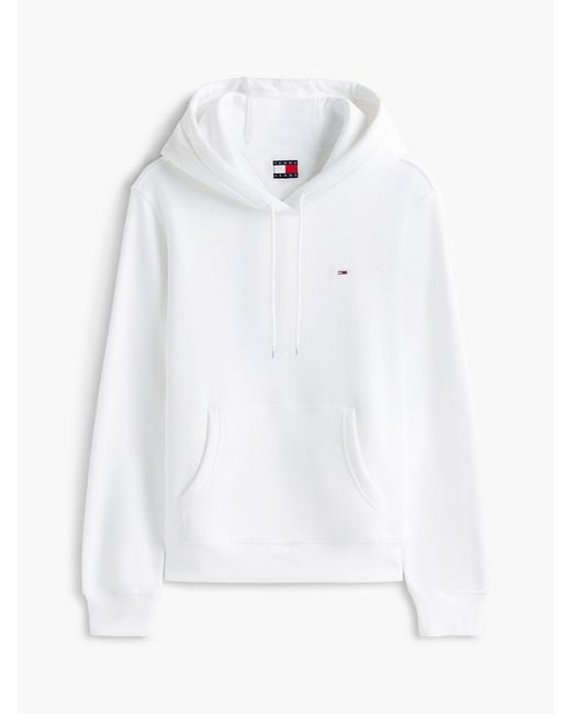 Tommy Hilfiger White Brushed Fleece Drawstring Hoody