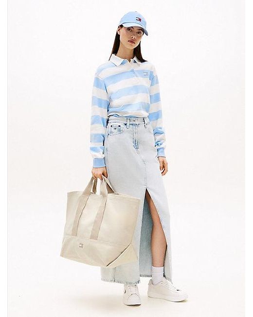 Tommy Hilfiger Natural Tote-Bag Aus Canvas Mit Gleichfarbigem Logo