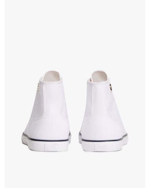 Tommy Hilfiger White Th Monogram Canvas Mid-Top Trainers