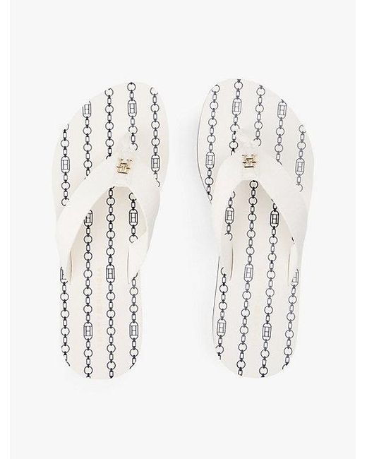 Tommy Hilfiger Teenslipper Met Sleehak En Th-Monogram in het White