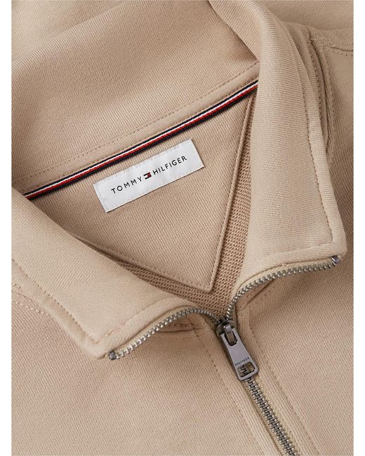 Tommy Hilfiger Natural Flag Embroidery Terry Quarter-Zip Sweatshirt for men