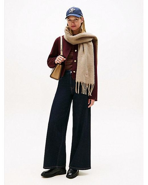 Bufanda En Mezcla De Lana Con Escudo Th Tommy Hilfiger de color Natural