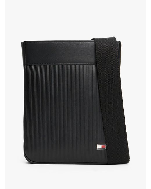 Tommy Hilfiger Black Hilfiger Flag Ribbed Crossbody Bag for men