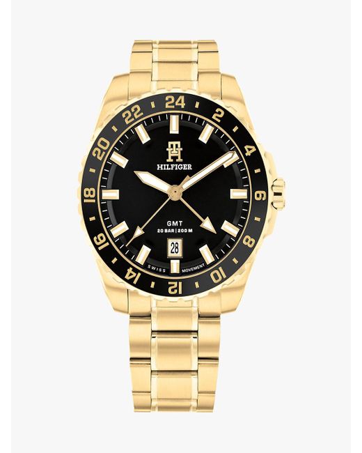 Orologio Placcato Con Quadrante Nero di Tommy Hilfiger in Metallic da Uomo