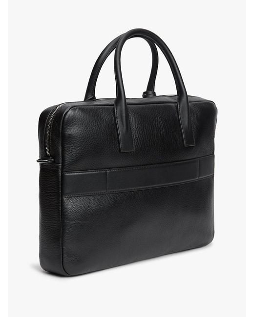 Tommy Hilfiger Black Th Business Premium Leather Laptop Bag for men