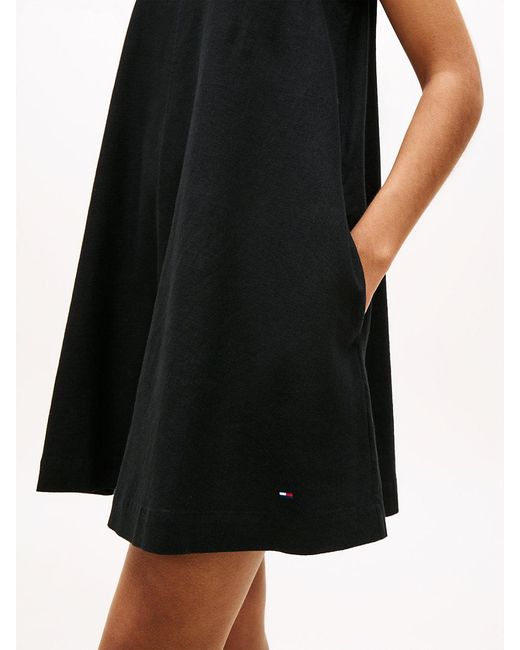 Tommy Hilfiger Black Slim Linen Blend Mini A-line Dress