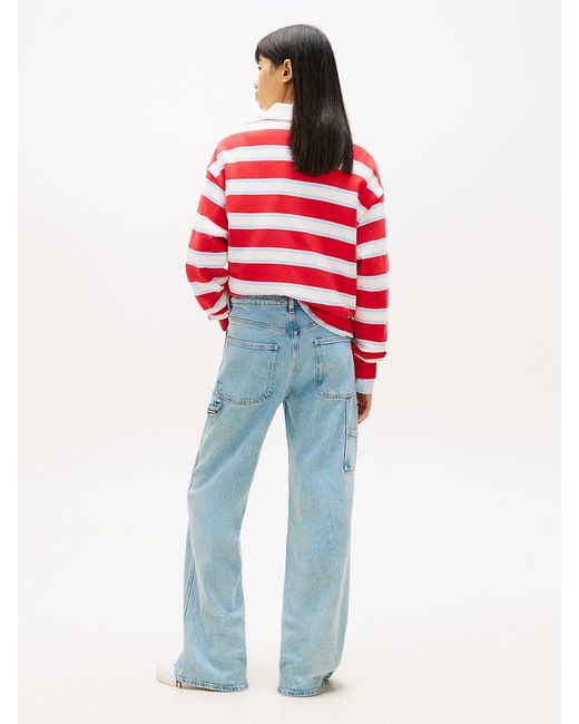 Tommy Hilfiger White Mia Mid Rise Relaxed Straight Leg Carpenter Jeans
