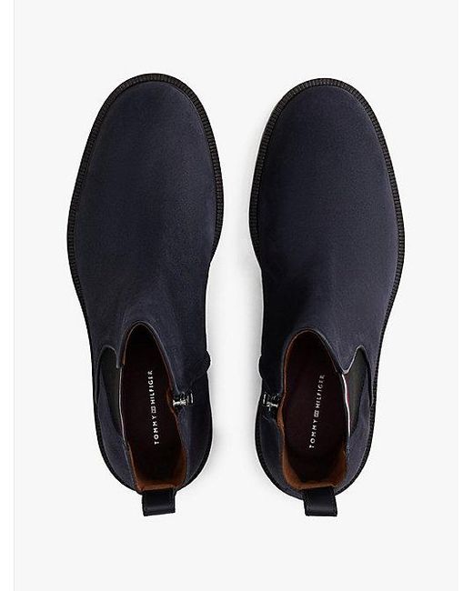 Tommy Hilfiger Suède Chelsea Boot Met Profielzool in het Blue voor heren