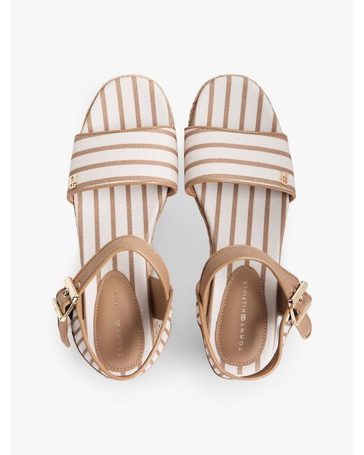 Tommy Hilfiger Natural Breton Stripe Platform Wedge Espadrilles