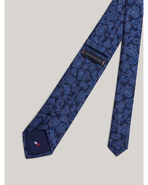 Tommy Hilfiger Blue Pure Silk Paisley Tie for men