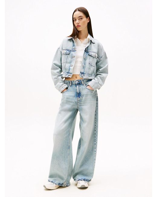 Tommy Hilfiger Blue Lightweight Trucker Cropped Jean Jacket