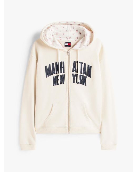 Felpa Varsity Relaxed Fit Con Cappuccio E Zip di Tommy Hilfiger in White