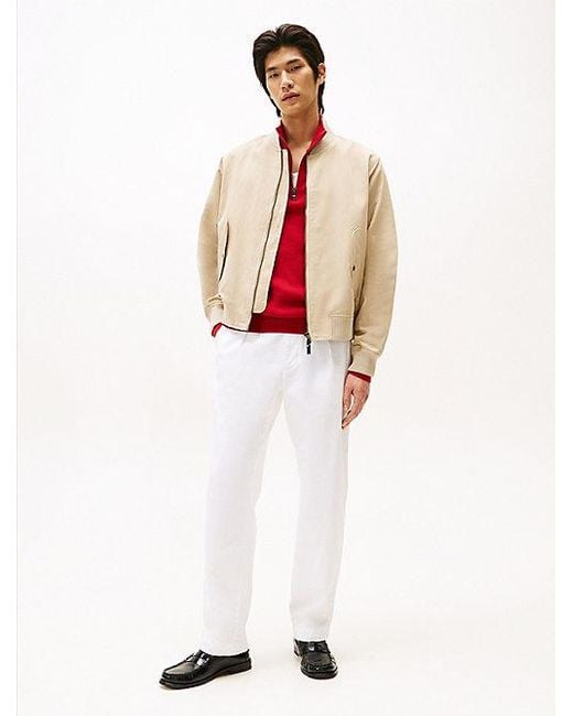 Tommy Hilfiger Smart-Casual Bomberjack Van Linnenmix in het White voor heren